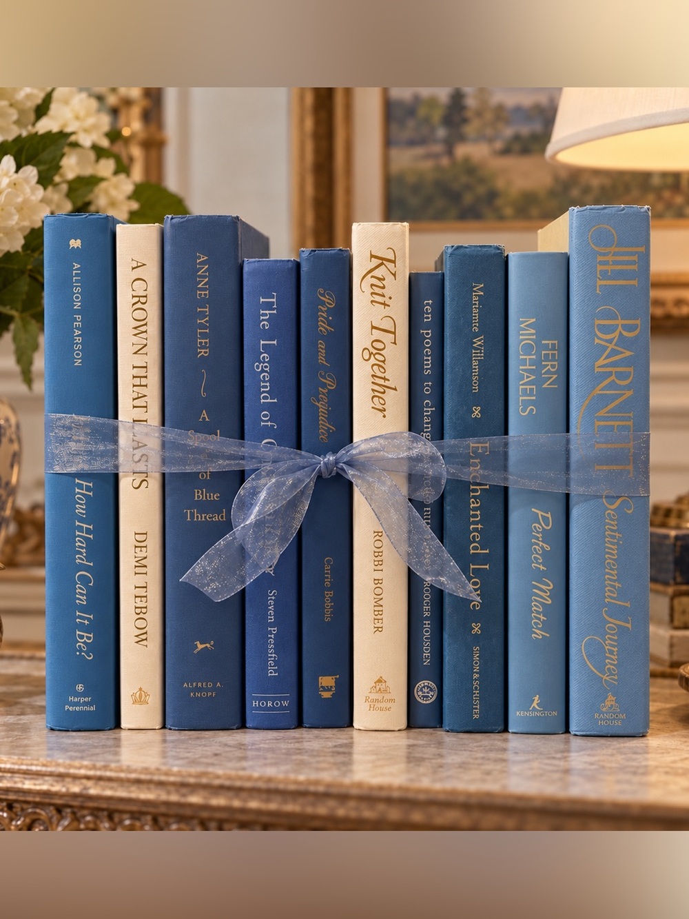 Decorative blue book set Blue & White
